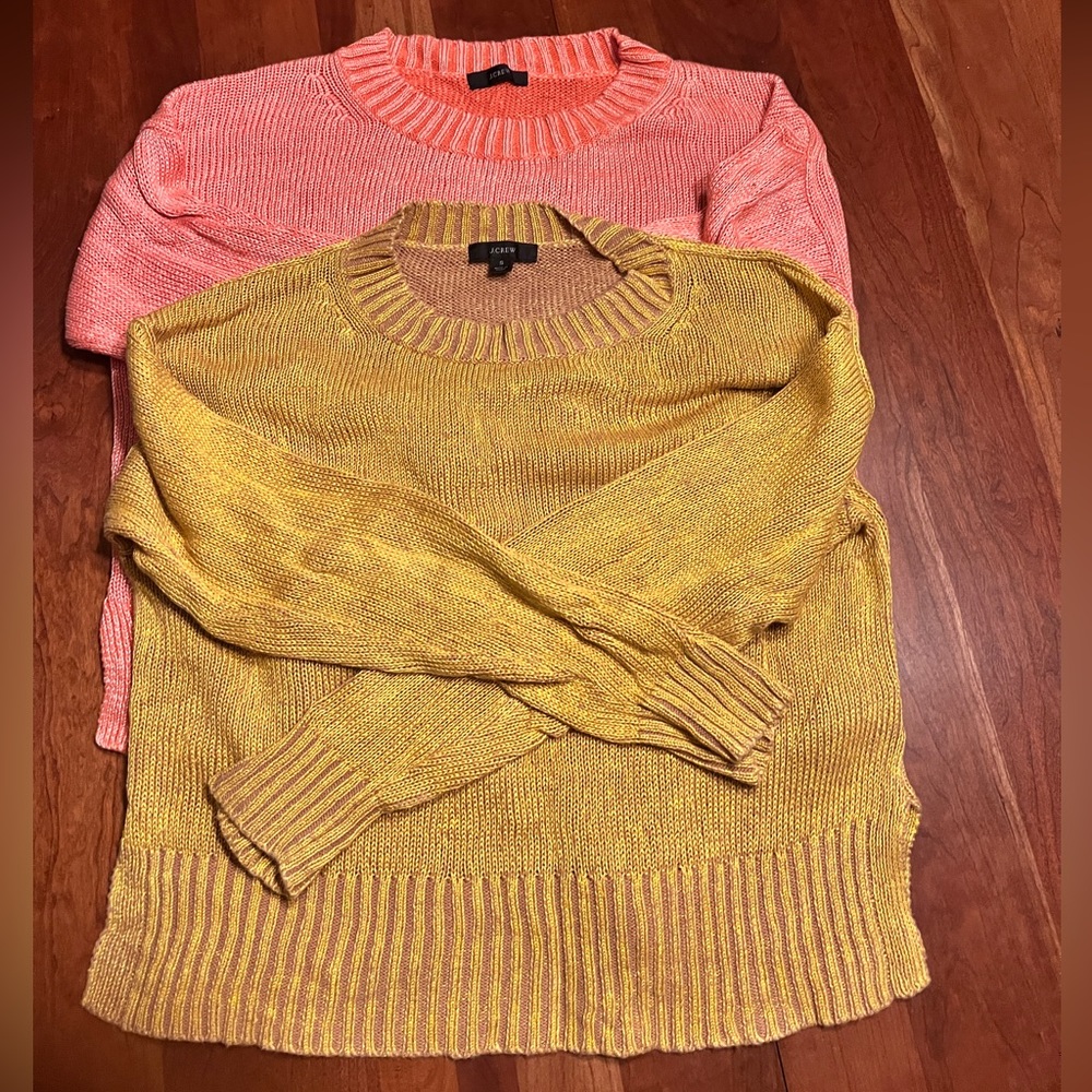 Bundle of 2 J Crew crewneck cotton linen blend sweaters